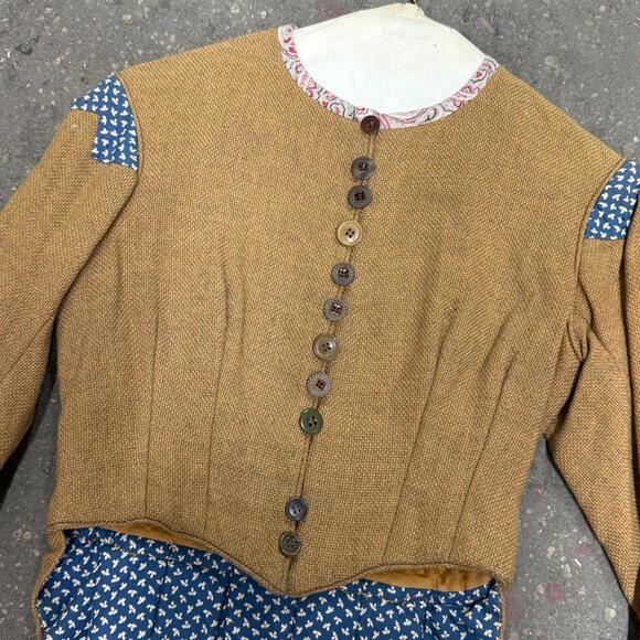 Vintage 40s 50s Does Victorian Antique Style Burlap & Calico Bodice Film Costume - Picture 4 of 6